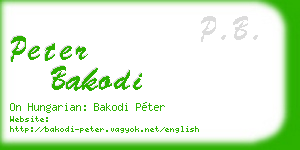 peter bakodi business card